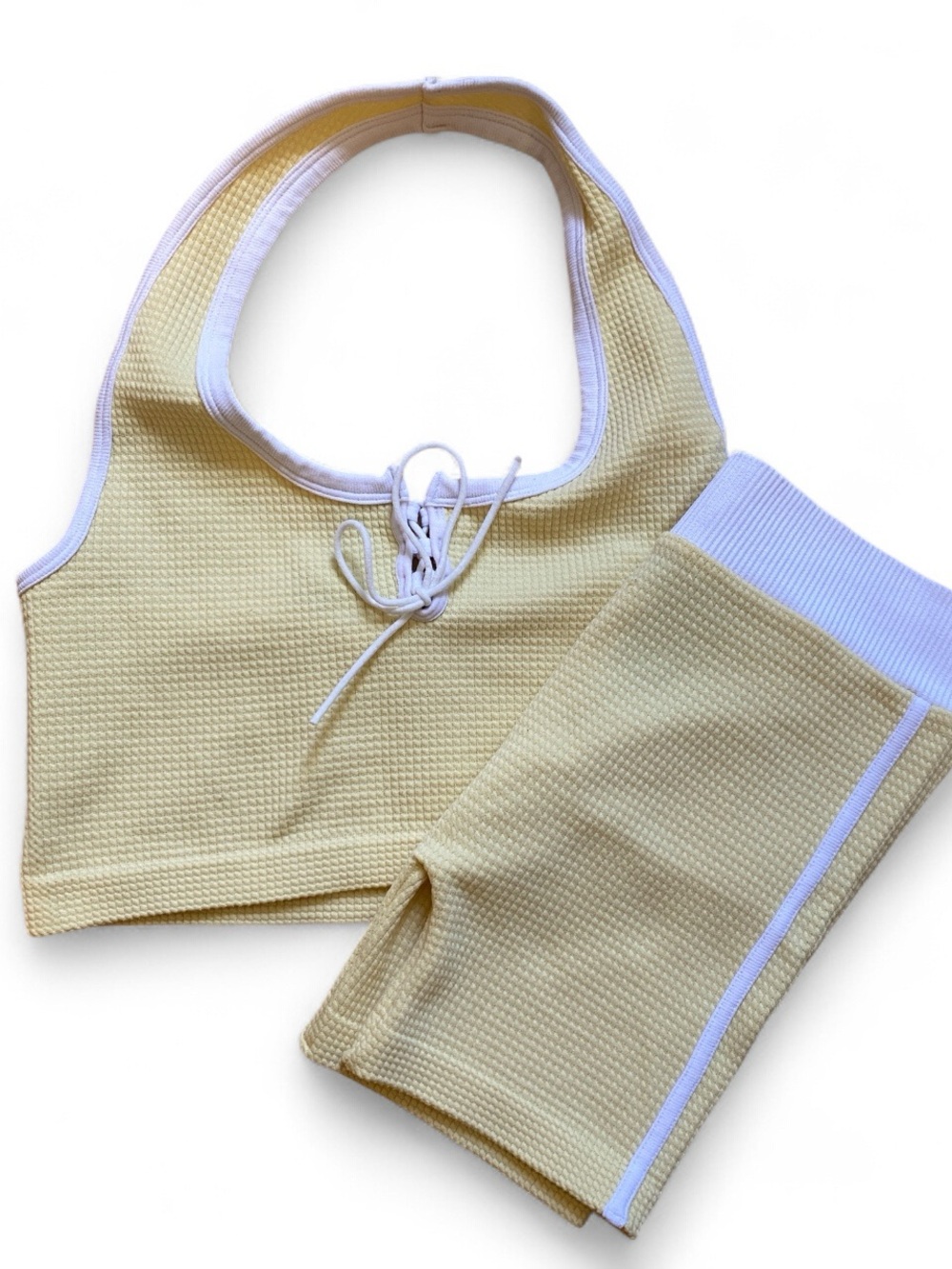 Women Yellow Waffle Knit Set